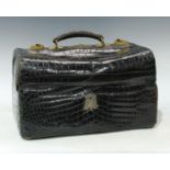 A late Victorian crocodile leather Gladstone bag travelling case, by Drew & Sons, Piccadilly Circus,