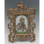 Indian School Elephant and Howdah, with Figure of the Court gouache and gilt on alabaster panel,