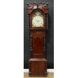 A substantial early 19th century mahogany longcase clock, 39cm arched enamel dial inscribed John