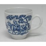 A Derby coffee cup, printed in the Chinoiserie manner in underglaze blue with a man riding an ox,