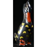 An early 20th century novelty silver overlaid perfume bottle, as a duck, the pierced silver matrix