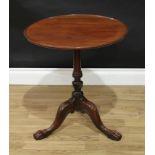 A George III Revival mahogany tripod occasional table, of small and low proportions, dished circular