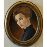 Peter Samson Portrait of a Victorian Lady Signed, oil on board, 26cm x 21cm (oval)