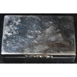 A Victorian silver rectangular snuff box, of substantial gauge, hinged cover, leafy scroll
