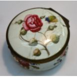 A George III Birmingham enamel circular snuff box, the slightly domed hinged cover painted with a