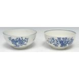 A Worcester Three Flowers pattern bowl, printed in underglaze blue with flowerheads, the interior