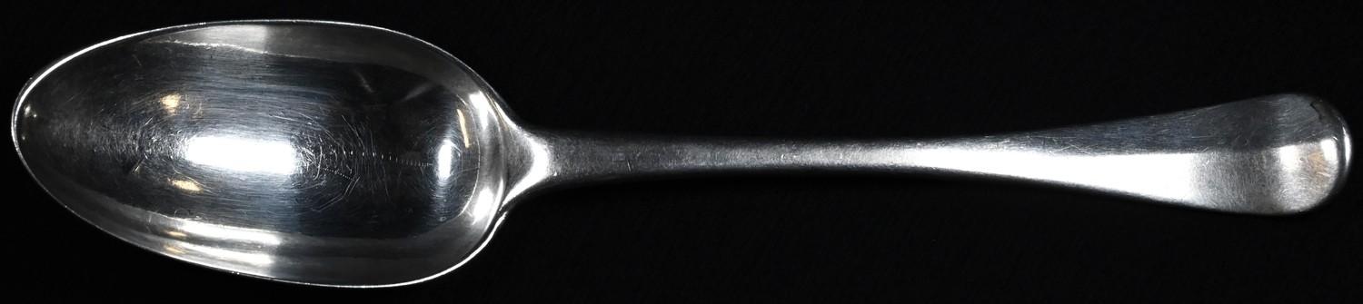 An 18th century Scottish Provincial silver Hanoverian pattern table spoon, 21cm long, marked IS ABD,
