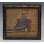 Indian School Nobleman with Hookah watercolour and gouache, 14cm x 15.5cm