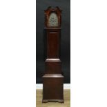 A George III Revival Scottish mahogany dwarf longcase clock, 17.5cm arched silvered dial inscribed