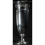 A George V silver vase, shaped and pierced rim, domed circular foot, 16.5cm high, Fattorini &