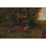 English School (19th/early 20th century) A Fox on the Prowl oil on board, 19cm x 27.5cm