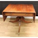 A 'Regency' rectangular rosewood crossbanded mahogany sofa table, top above a long cockbeaded frieze