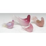 A Murano pink and gilt aventurine dove, 14cm wide; others, various sizes (4)