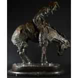 After Frederic Remington, a dark patinated bronze, Norther, marble base, 56cm high
