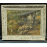 Impressionist School (late 19th/early 20th century) Driving Sheep oil on canvas, 74.5cm x 99.5cm