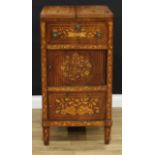 A 19th century Dutch mahogany and marquetry washstand, rectangular top with twin covers above a