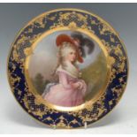 A Vienna circular plate, painted by Wagner, signed, with Georginia, Duchess of Devonshire,