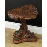 A 19th century Venetian grotto seat, well carved in the Renaissance manner as a scallop shell