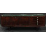 Modern Design - a retro rosewood sideboard or credenza, unmarked but probably Florence Knoll,