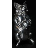 A silver novelty vesta case, as a pig, 5cm long