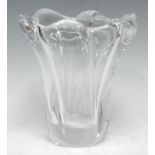 A Daum France crystal flower vase, 18cm high, marked