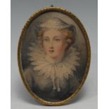 French School (early 20th century), a portrait miniature, portrait of a Renaissance lady,