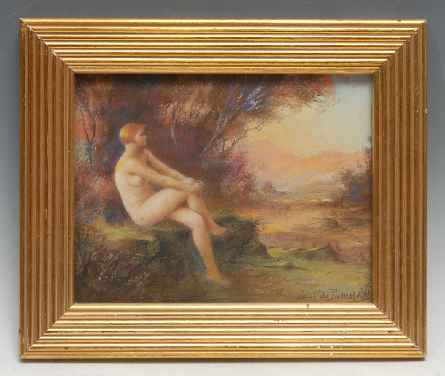 Paul de Plument de Bailhac (1864 ? 1951) Naked Female at Sunset signed, pastel, 19.5cm x 25cm - Image 4 of 4