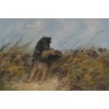 English School (early 20th century) Terrier and Rabbit oil on board, 16cm x 24.5cm