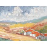 Brian Ranalow (contemporary) The White Farmhouse, Majorca signed, inscribed to verso, 28cm x 38cm