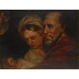 Continental School (17th/18th century) Religious Family Scene oil on board, 24cm x 31cm