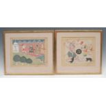 Indian School A pair, Scenes from the Ramayana manuscript leaves, watercolour and gouache, 21cm x