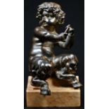 Continental School (19th century), a bronze, of a young satyr, in the Renaissance manner, traces