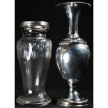 An Italian silver baluster vase, lotus borders, 20cm high, .800 standard; a George V silver