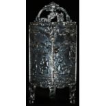 A Dutch silver novelty miniature toy model, of a corner cabinet, in the 18th century taste, shaped