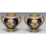 A pair of Coalport Named View two handled ovoid vases, painted with Elterwater & Thirlmere, on a