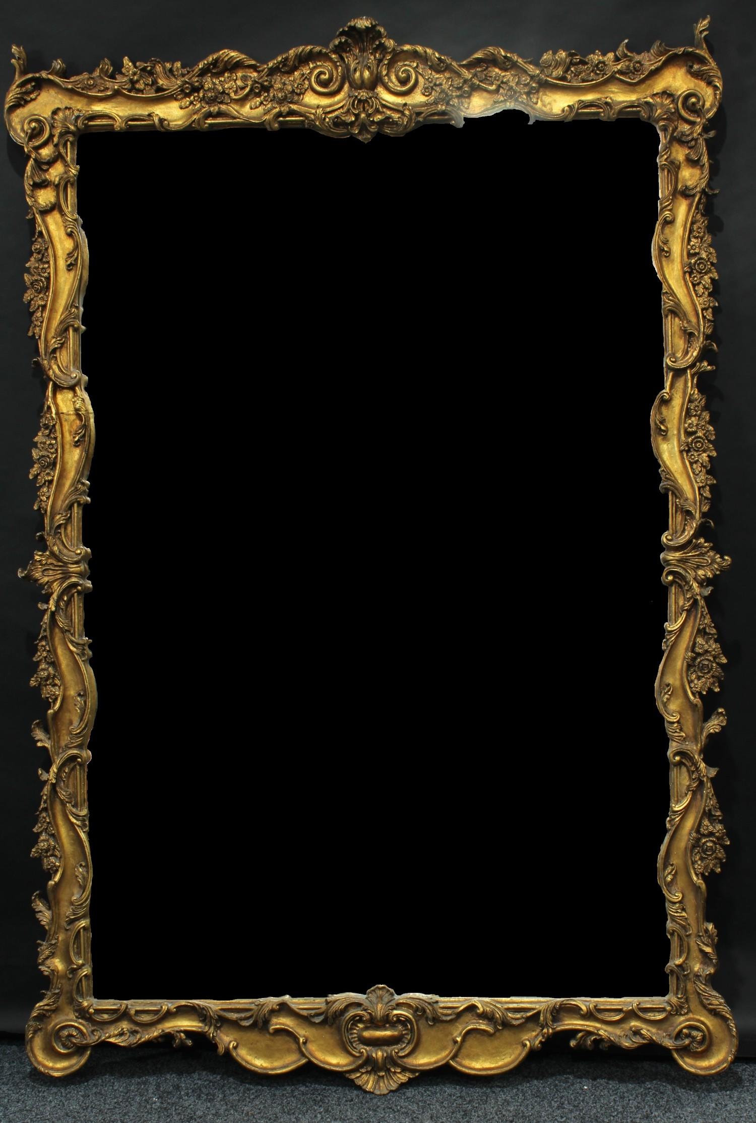 A substantial 19th century style gilt mirror, in the Rococo taste, 220cm x 150cm