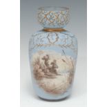 A Calvert and Lovatt Langley ovoid vase, decorated by George Leighton Parkinson, in sgraffito and
