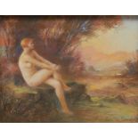 Paul de Plument de Bailhac (1864 ? 1951) Naked Female at Sunset signed, pastel, 19.5cm x 25cm