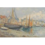 Emile Gauffriaud (1877-1957), Boats in the Harbour, signed, dated 1925, oil on canvas, 48cm x 71cm