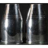 A pair of modern silver condiments, salt and pepper, 8cm high, London 2001