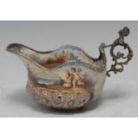 A Baroque enamel low-ewer, probably Austrian, painted throughout with allegorical tableaux from