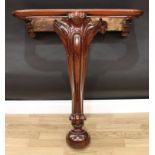 A Victorian mahogany console table, of small proportions, fluted cabriole leg, scroll foot, 89cm