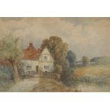 Enoch Crosland (British, fl.1883-1889) Cottage by the Stream signed, watercolour, 24cm x 34cm