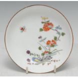 A rare Meissen saucer, in Chinese style with banded hedge and rockwork, Dreher?s mark for Gottfied