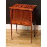 A 19th century Dutch mahogany and marquetry tambour-front side cabinet, rectangular top, drawer to