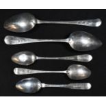 A pair of 19th century Scottish provincial silver Old English pattern dessert spoons, 17.5cm,