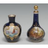 A Royal Crown Derby miniature baluster vase, painted in the manner of W.J. Dean, with schooners at