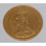 Coin, GB, Queen Victoria, 1887, gold five pounds, obv: jubilee head, 36mm, 40g, EF, [1]