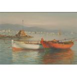 Neapolitan School Moored Rowing Boats indistinctly signed A Buc*, oil on board, 23.5cm x 33.5cm