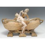 An Austrian Turn Wein figural centre piece, by Ernst Wahliss, with maiden being held back by